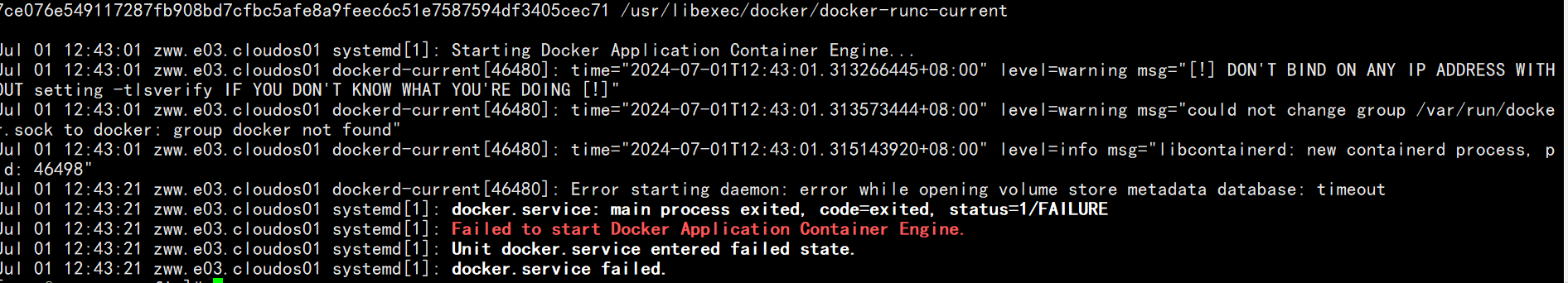 docker状态查询报错信息